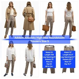 Adidem Asterisks High-Rise Houndstooth Trousers Size S